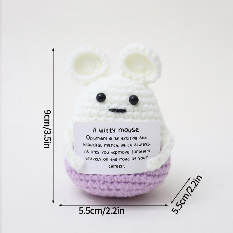 Handmade Crochet Emotional Ornament Positive Energy Fruit Animal Hook Woven Finished Product Car Decorations Encouragement Card