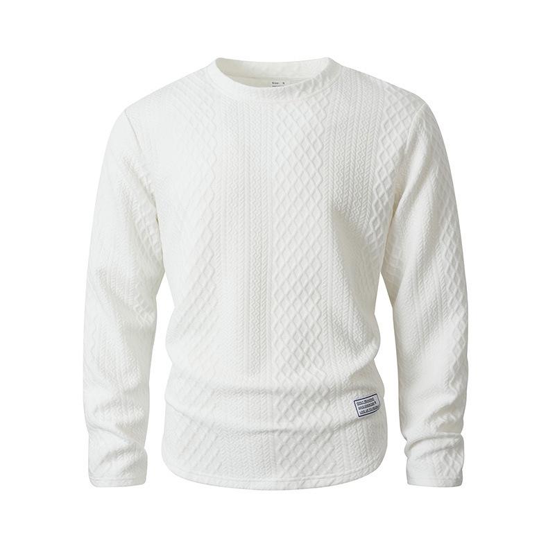 2025 Autumn/Winter Striped Round Neck Solid Color Casual Pullover Long Sleeve Hoodie Sweater