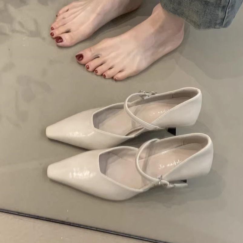 Temperament Elegant High Heels Pointed College Style Mary Jane Shoes Shallow Mouth Stiletto Beautiful