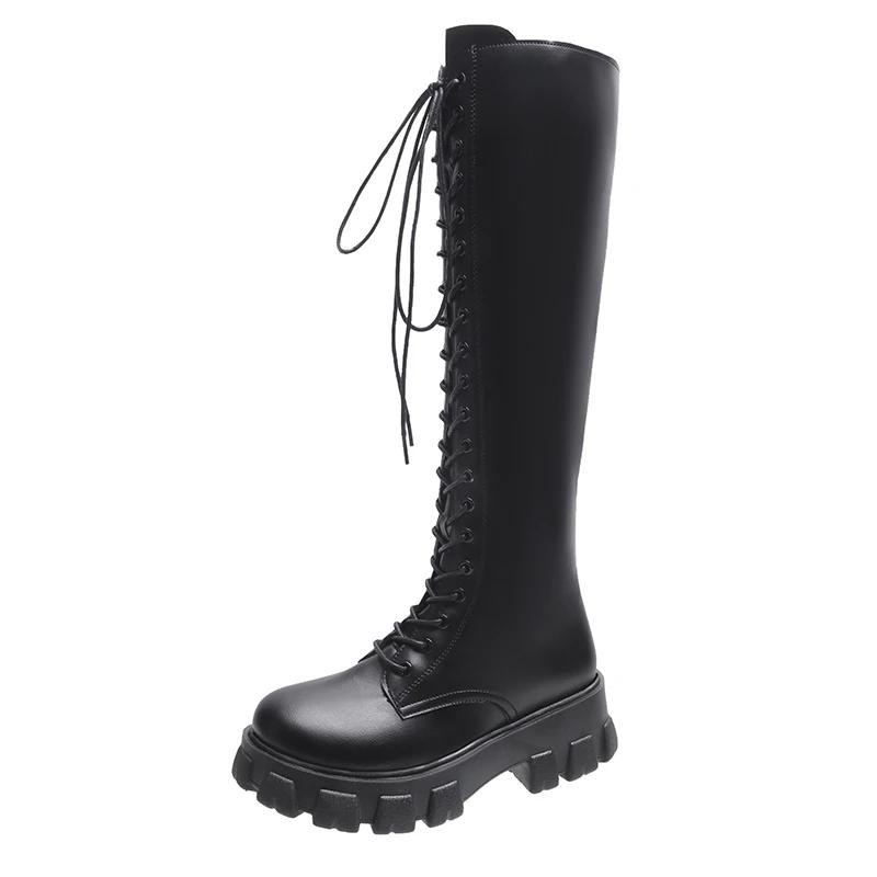 Autumn and Winter New Women's Boots Round Toe Square Heel Knight Boots Over The Knee Pu High Shoes Sexy Women's Boots Zapatos