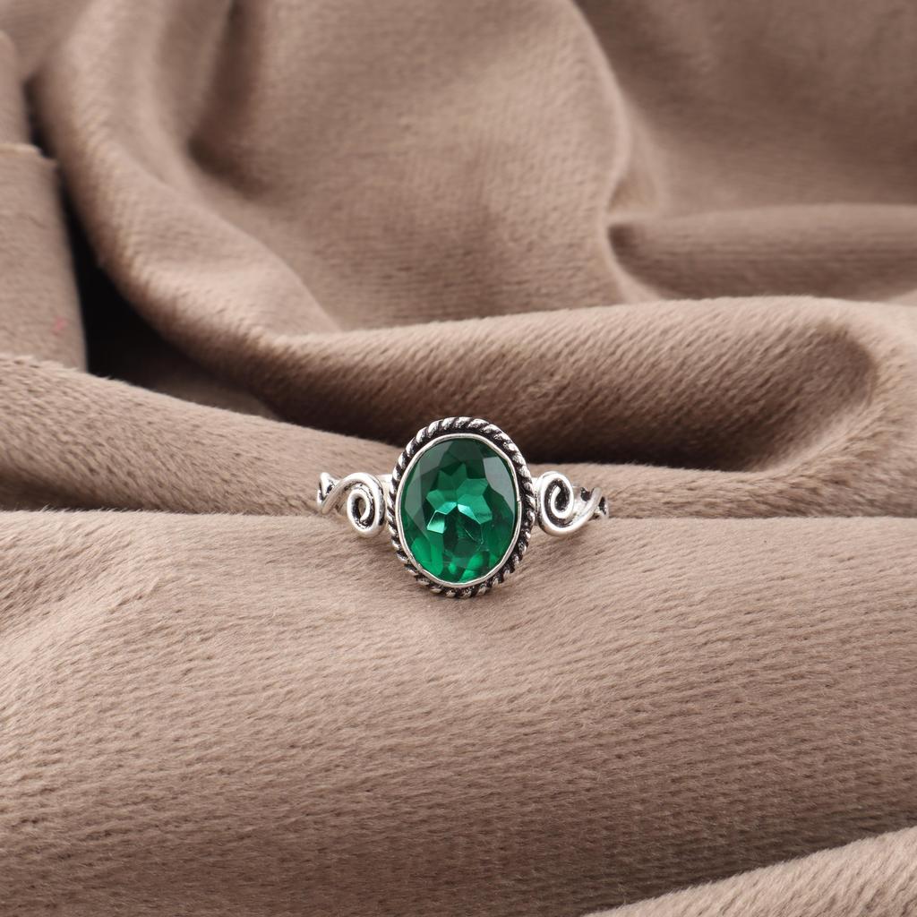 Green Emerald Gemstone Ring Jewelry, Handmade Gorgeous Silver Ring , 925 Sterling Silver Ring For Wedding Gift