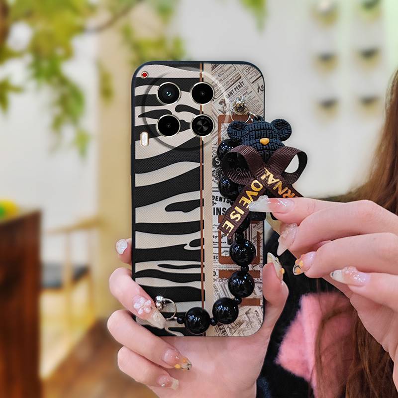 Soft Case Black Pearl Pendant Phone Case For Tecno Camon30/4G/5G/CL6/CL7 Silicone Dirt-resistant Protective Case Cartoon