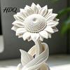 Mini White Flower Decor 3D Printed Sunflower Ornament Nordic Style Matte Desk Decor Artistic Sculpture Aesthetic Table Shelf Decoration Minimalist