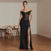 Sommer schräges Schulter Off-Shoulder Kleid schmal schmal Nähte Fischschwanz Kleid