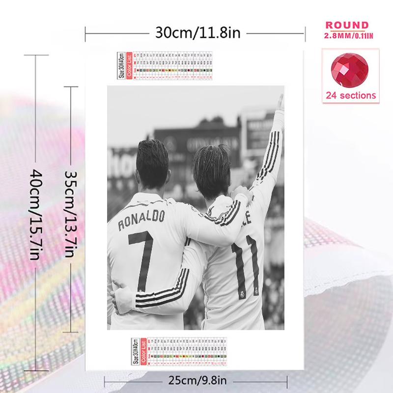 CR7&Kaká Pattern 3pcs 100% Round Full Drill 5D DIY Diamond Painting Embroidery Cross Stitch Rhinestone Décor