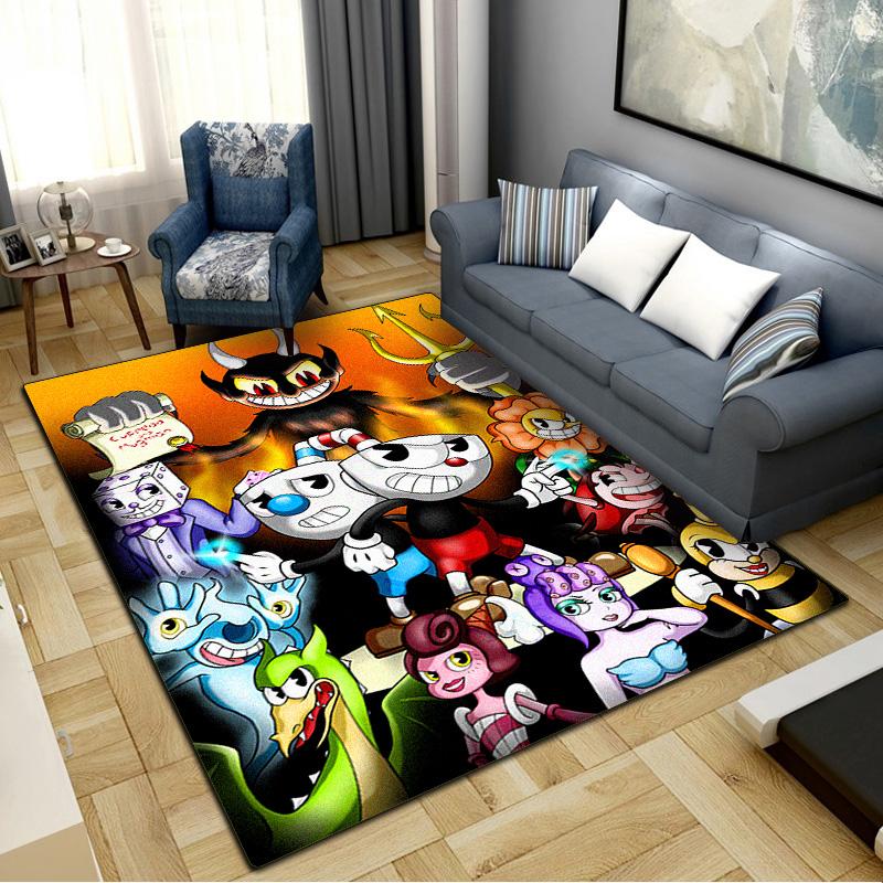 Cuphead Carpet Rug for Living Room Bedroom Home Sofa Decoration,Kids play Non-slip Floor Mat