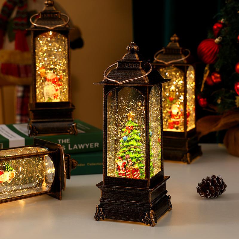 New Christmas decorations, glowing snow music box, Christmas wind lantern, Christmas gift ornaments, Santa Claus lantern