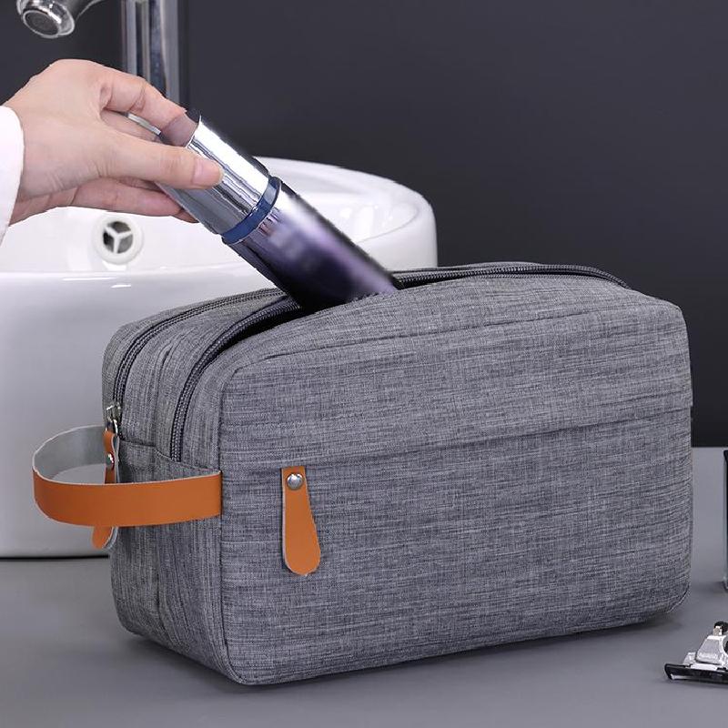 Simple solid color large capacity women's handbag Large capacity zipper waterproof Oxford handbag Daily wash and toiletries bag