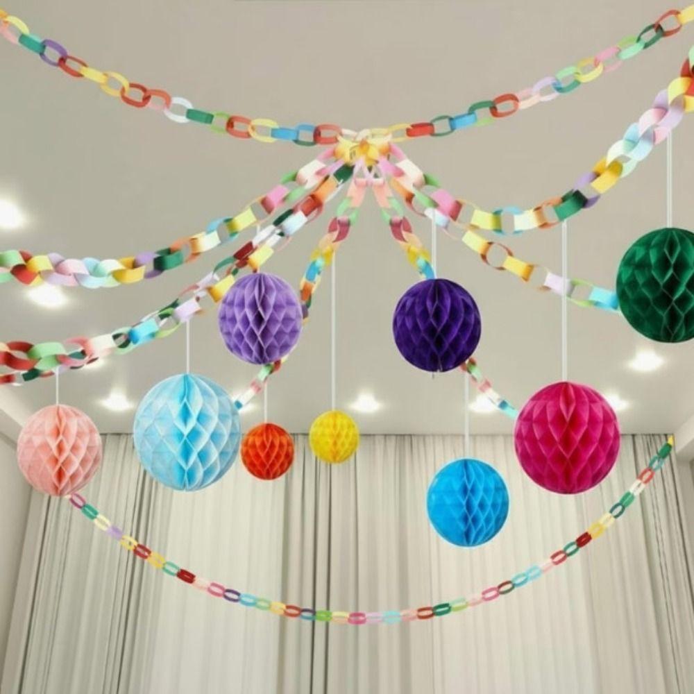 300PCS/Set 25*4cm Paper Chain Garland Strips Mixed Color Party Decorative Chains Party Supplies