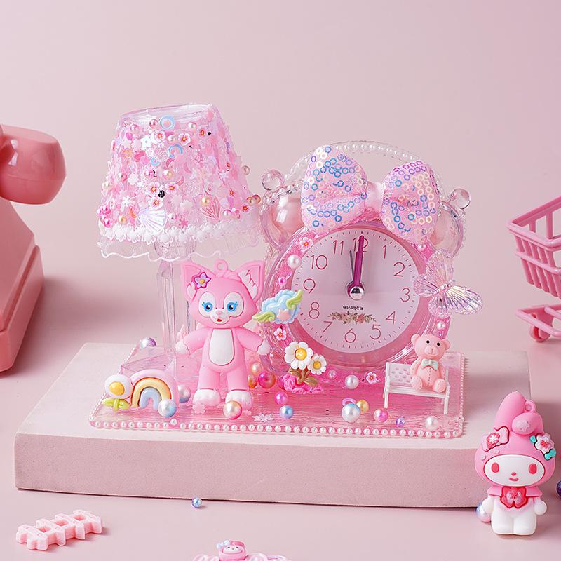 DIY Children's Night Light Alarm Clock with Crystal Glue - Handmade Gift for Girls