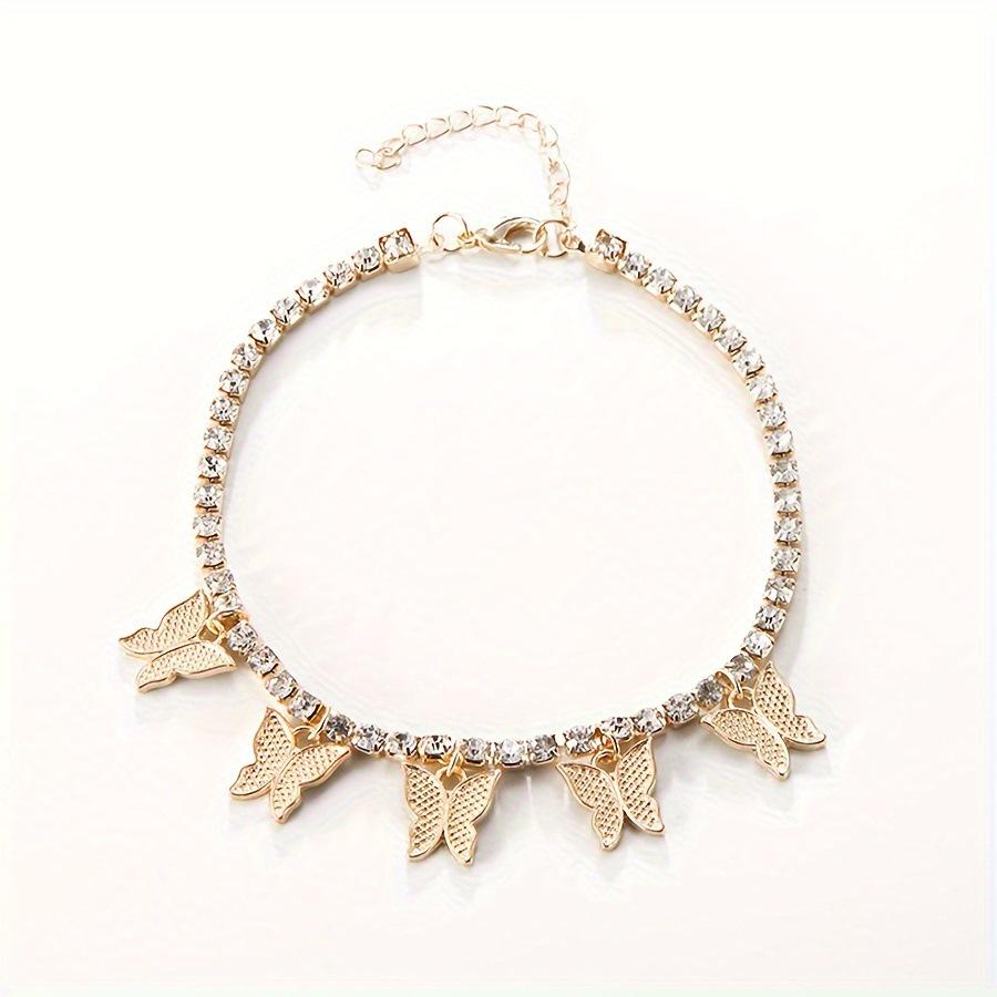 Stylish Sparkling Crystal Rhinestone Butterfly Anklet