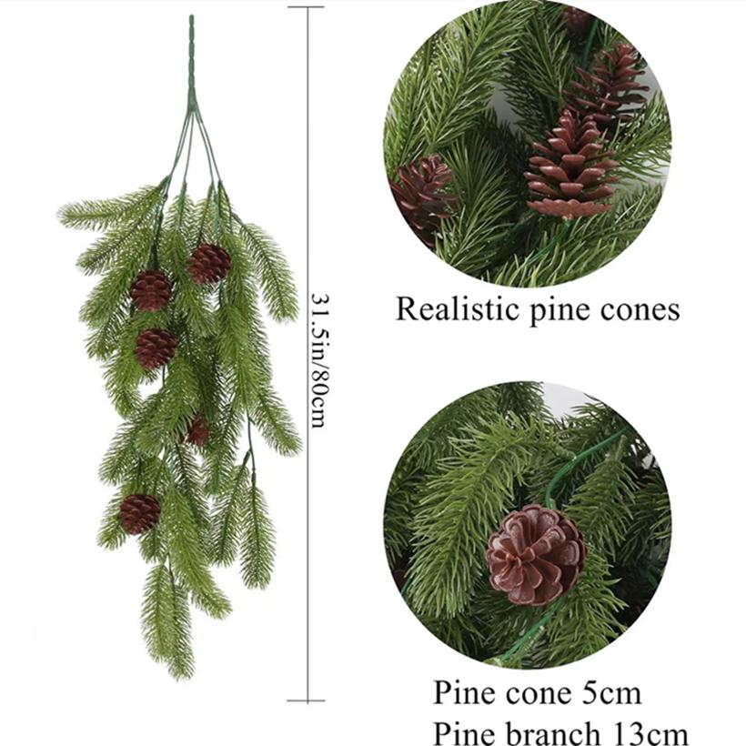

New Simulated Christmas Flower Vine Pine Needle Pinecone Vine Fake Flower Vine Indoor Wall Hanging Covering Decoration