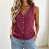 Women's Casual Knit Tank Top with 3 Buttons Sleeveless Vest for Spring Summer Everyday Wear