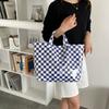 Letter tote bag, new transparent simple largecapacity handbag, retro plaid women's bag