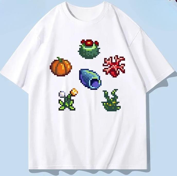 Stardew Valley ar īsām piedurknēm T-krekls vīriešiem 2025 jauns vasaras pikseļu stila pusaudžu apģērbs