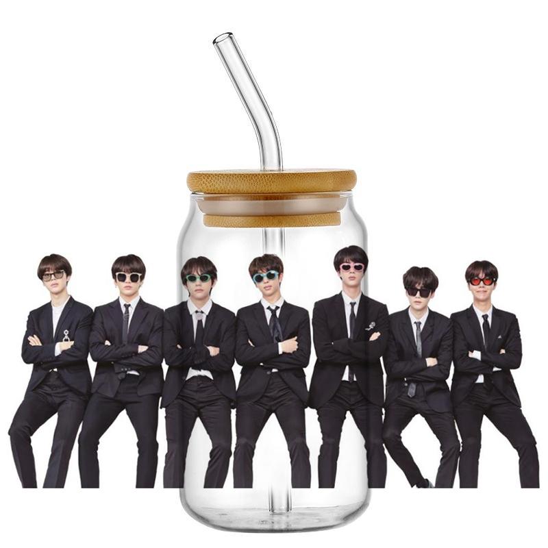 Popular Korean Oppa Groups Easy Peel Waterproof Party Diy Decals 3D Transfers Uvdtf Tumbler Stickers 16Oz Uv Dtf Cup Wraps