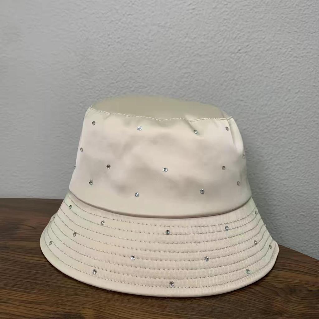 Heavy-duty, Fully Embellished with Rhinestones, Stylish Spring/summer Sun Hat for Women with Large Head Circumference, Foldable, Face-slimming Bucket