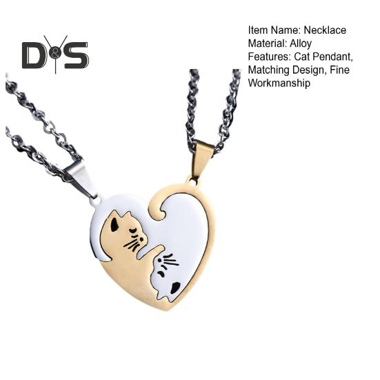 1 Pereche Colier Cuplu Pisică Îmbrățișându-se Pandantiv Asortat Colier Choker Prieteni Părinți Colier cu Farmec Bijuterii Cadou