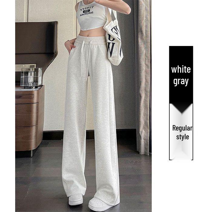 

Women s Fleece-Lined Straight-Leg Casual Pants - Autumn/Winter, Sporty, Slimming, Versatile, Wide-Leg, Pear-Shaped Fit. L