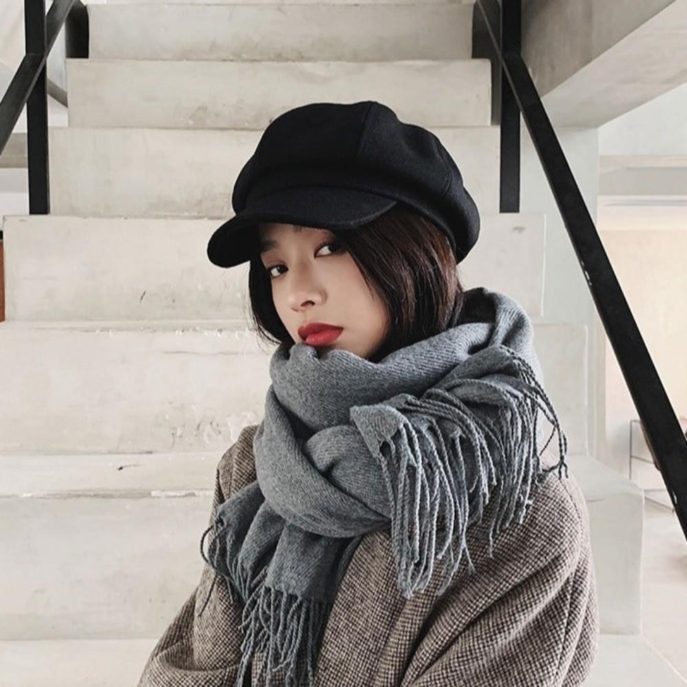 Solid Color British Berets Thick Artist Hat Vintage Woolen Octagonal Hat  Travel