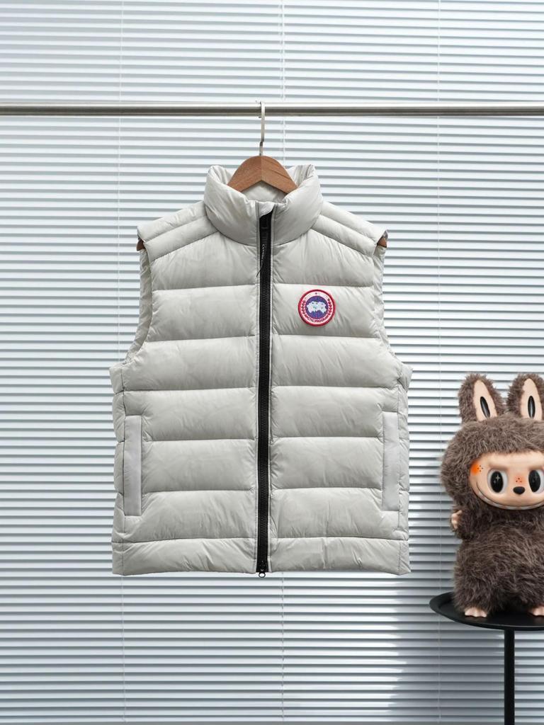 Męski błyszczący puch gęsi kamizelka ze stójką - Ciepła, gruba, bezrękawnik odzież wierzchnia na jesień/zimę.