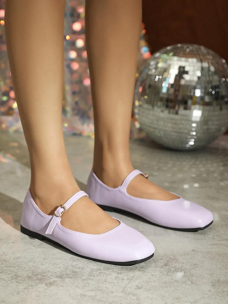 Fashion 2025 Elegant Woman Square Toe Lolita Lady Barefoot Boat Gold Flats Elegant Soft Sole Ballerina Party Mary Jane Shoes