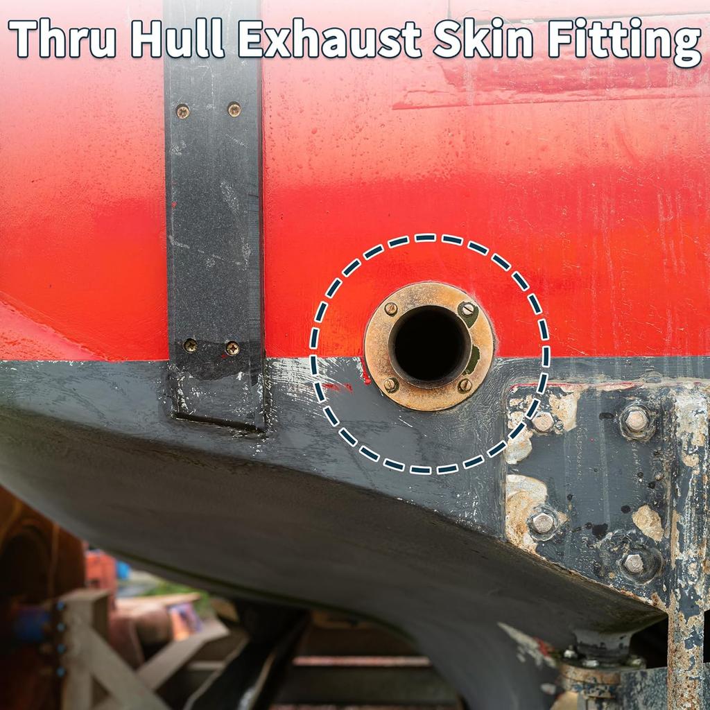 Thru Hull Exhaust Skin Fitting Straight Outlet Exhaust Tube Pipe Socket Hardware Kit Exhaust Fitting Gasket Screw 1 Set 0.94" OD Stainless Steel
