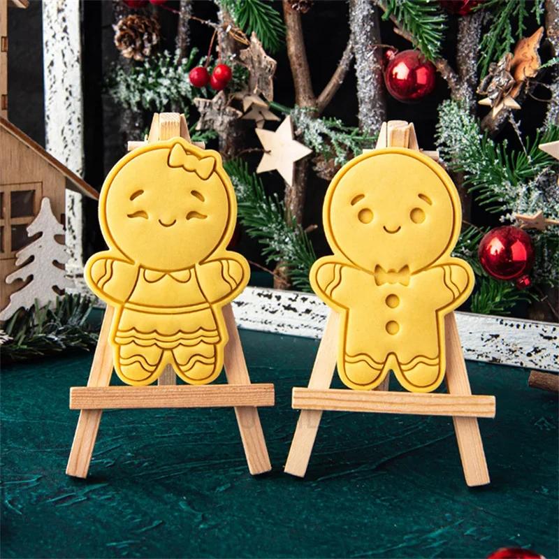 Large Christmas Gingerbread Man Cookie Cutter Mold Gingerbread Boy/Girl Biscuit Fondant Embosser Stamp DIY Party Cake Decoration
