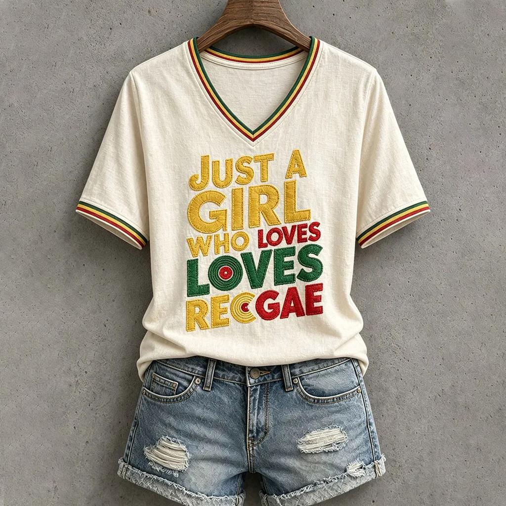 Women's Trendy V-Neck Printed Short Sleeve T-Shirt