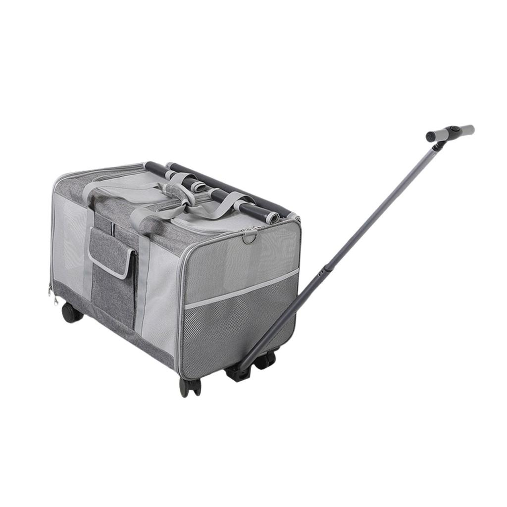Cat Carrier with Wheels Folding Travel Bag, Foldable, Rolling Puppy for Small Animals Dogs