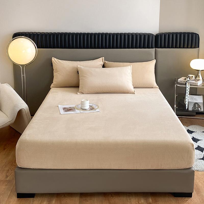 Verdicktes Samt Spannbettlaken Herbst Winter Matratzenbezug Bettschutz Warm Weich Bettlaken King Queen Doppelbettbezug