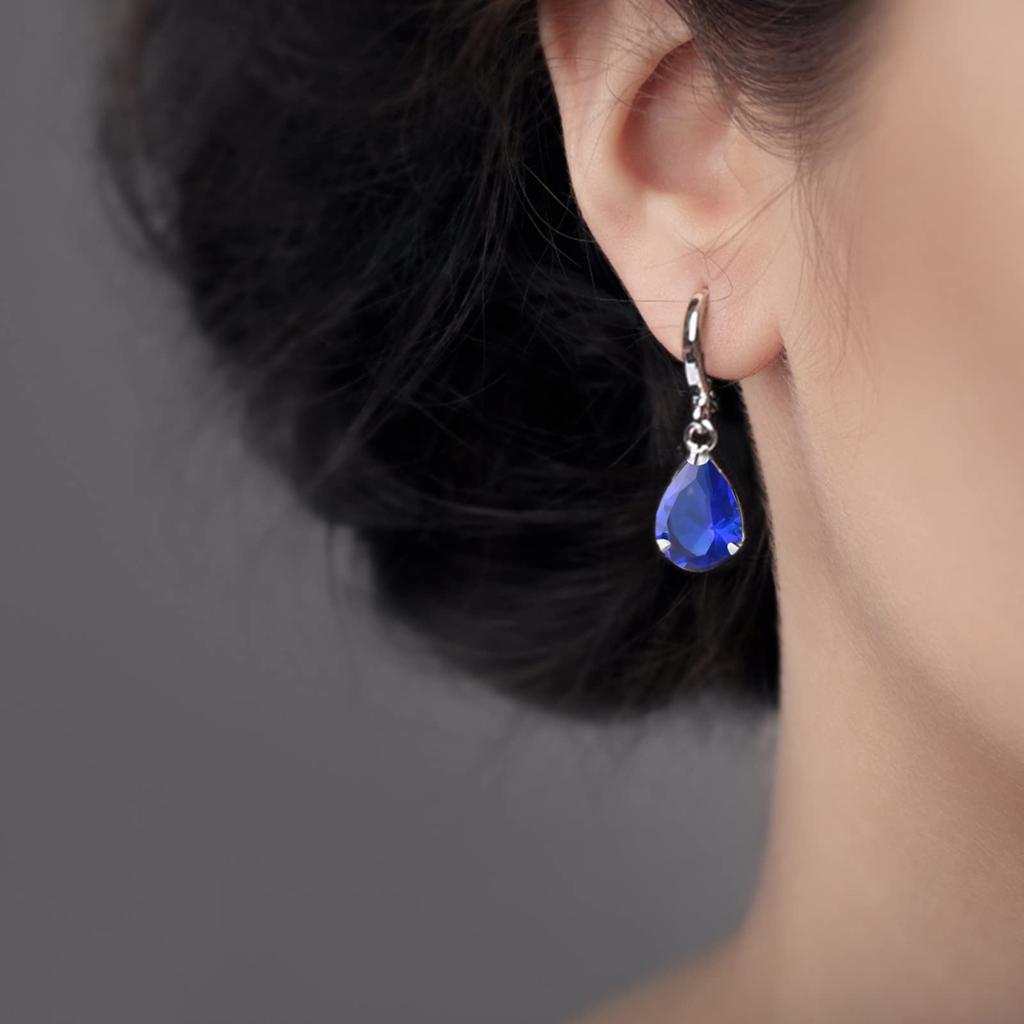 Damenohrring Geschenk Neuer Schmuck Kristall Wassertropfen Creolen Hängende Ohrringe Geschenk für Feiertag Geburtstag Party Weihnachten Xmas (Blau Einheitsgröße)