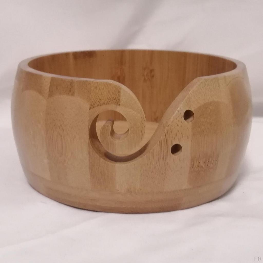 5.9 '' Crochet Yarn Bowl for Crochet, Knitting Holder, Wood Bowl, Basket