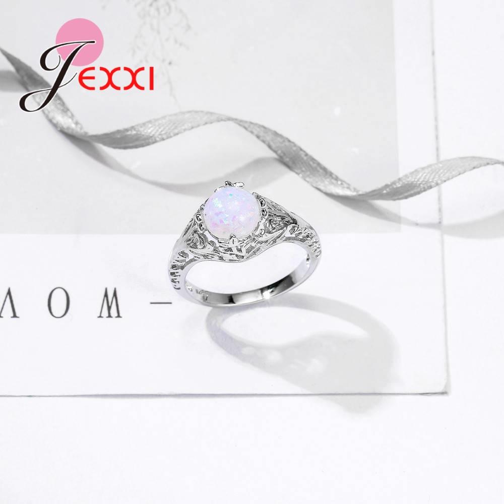 Hot Selling Vintage Round Opal Stones Paved 925 Sterling Silver High Quality Wedding Party Band Rings For Women