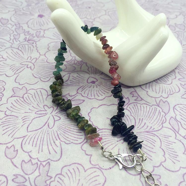 Natural tourmaline powder amethyst pomegranate lapis lazuli obsidian gravel bracelet, a variety of irregular women's jade bracelets