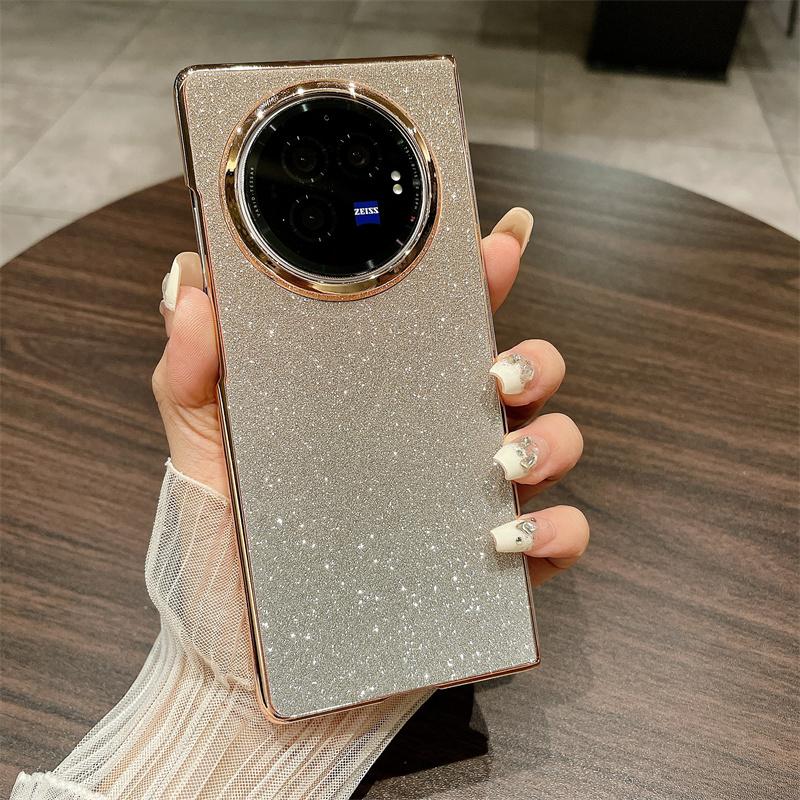 

For vivo X Fold3 Case Hard PC Bling Glitter Slim Protective Phone Cover Gradient Gold