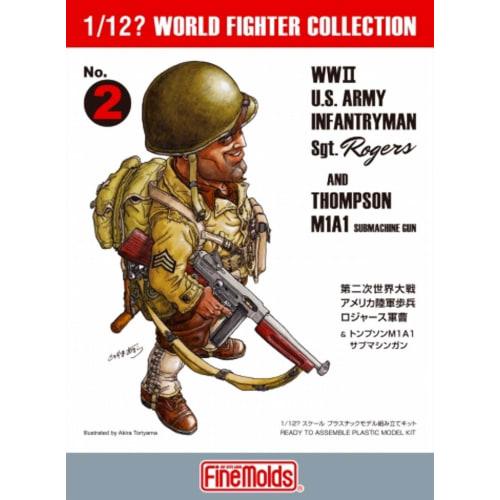 Fine Molds 1/12 World Fighter Collection WWII US Army Infantry Sergeant Rogers & Thompson M1A1 Plastic Model Kit (Unpainted Assembly Kit) FT02