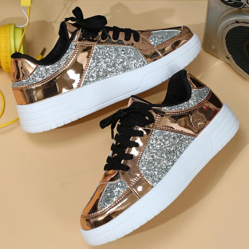 Casual Board Shoes Women Fashion Sequin Flats Breathable Walking Shoes Low-cut Daily Versatile Casual Shoes
