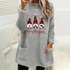 Women's Christmas Letter Print Round Neck Loose Long Sleeve Plush Hoodie