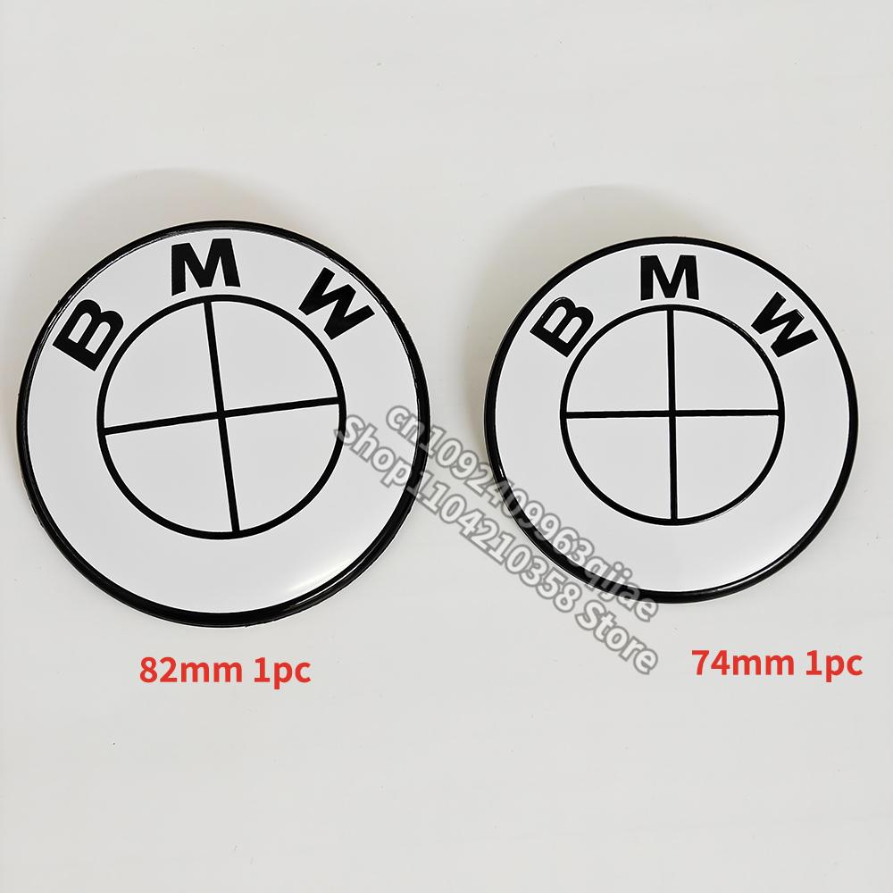 Plné bílé logo na auto Přední emblém na kapotu 82 mm + Zadní znak 74 mm + Krytka náboje kola 68 mm/56 mm + Samolepka na volant 45 mm Pro všechny BMW