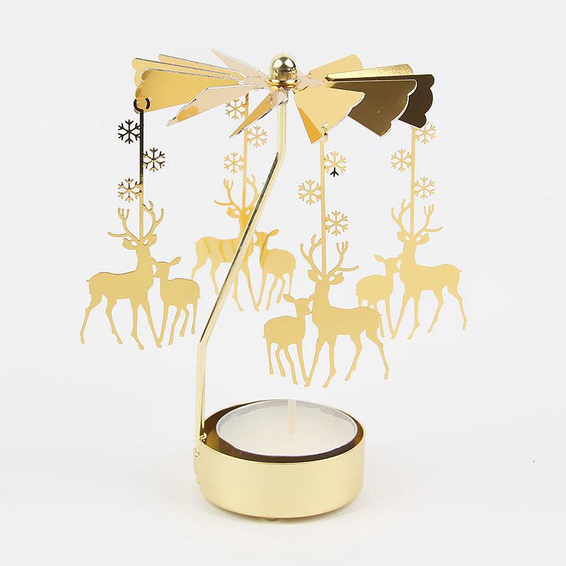 Gol2026 Christmas Tree Snowman Santa Birthday Angel Fairy Spinning Rotating Carousel Candle Holder Tealight Drop Shipping