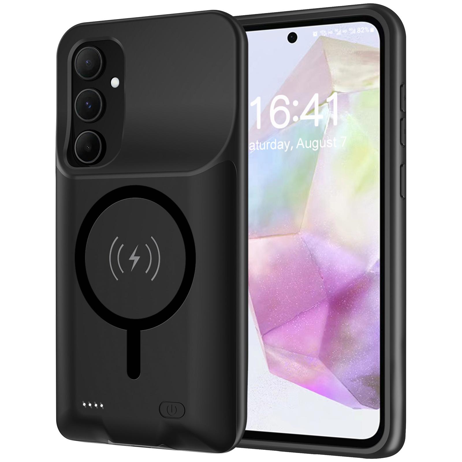 

For Samsung Galaxy A55 5G 10000mAh External Battery Pack TPU Phone Case (Compatible with MagSafe Wireless Receiver) A