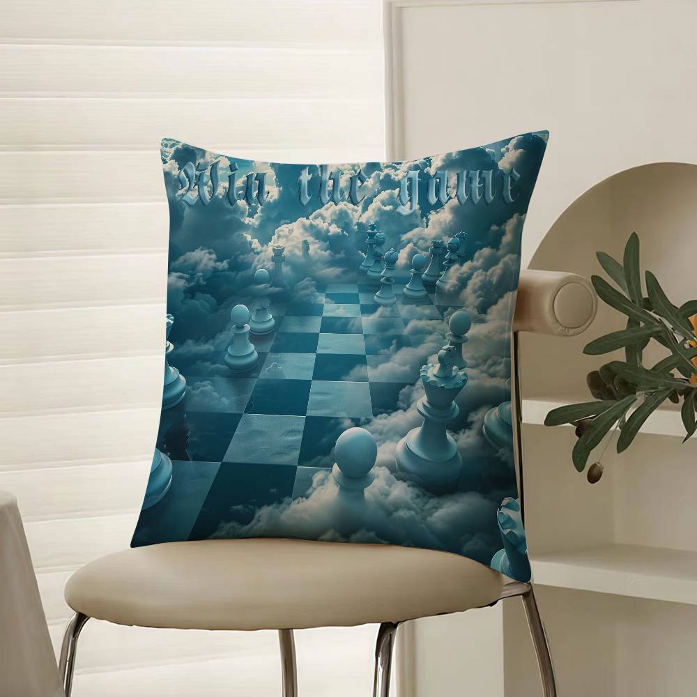 Beautiful Cloud Chess Picture Pillow Case Comfort Sofa Bed Silky Elegant Invisible Zipper Decorative Cushion Cover