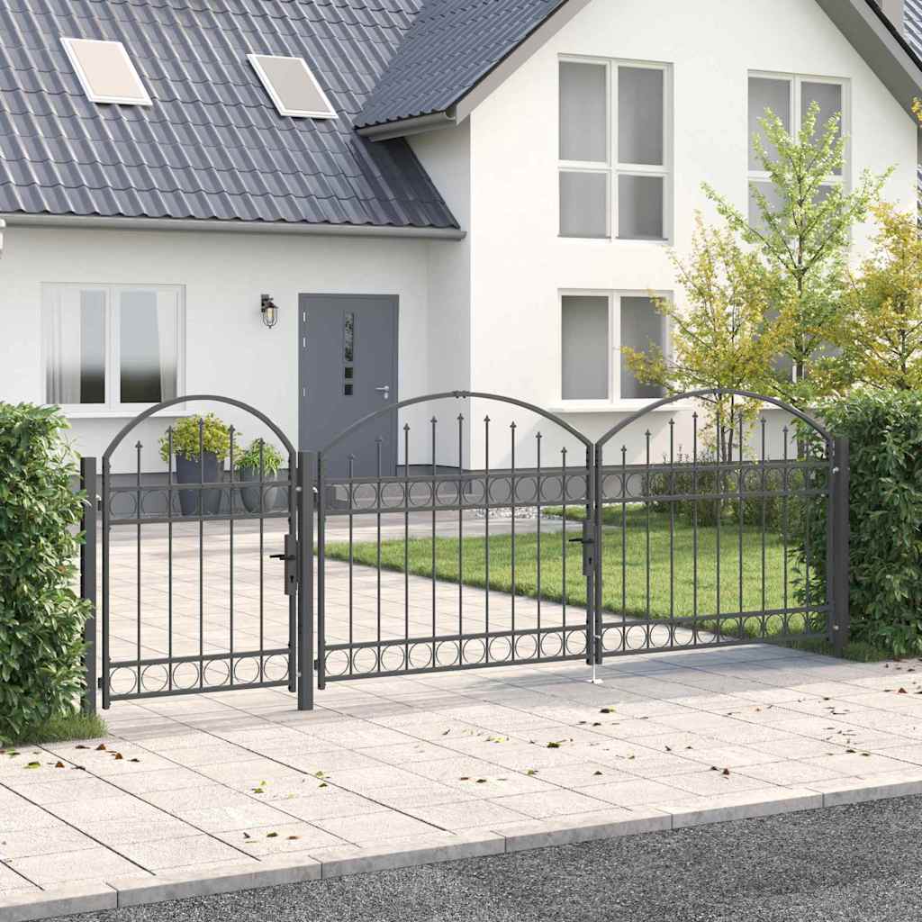 Garden Gate with Arched Top Assen Gray 4 X 1.25 M Steel