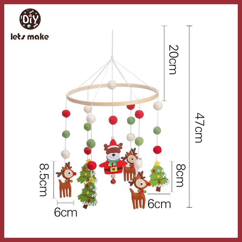 Let's Make Wooden Baby Rattles Soft Felt Cartoon Bear Cloudy Star Moon Hanging Bed Bell Mobile Crib Montessori Education