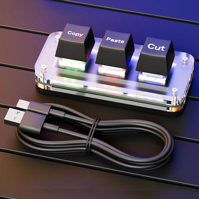 RGB Ctrl XCV Zkratka Klávesnice pro jednu ruku 3klávesová makroklávesnice Herní klávesnice USB Type-C pro práci s účetnictvím nebo rytmické hry