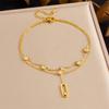 Layered Charm Anklet With Rhinestone Cherry Starfish Flower Moon And Star Pendants For Women