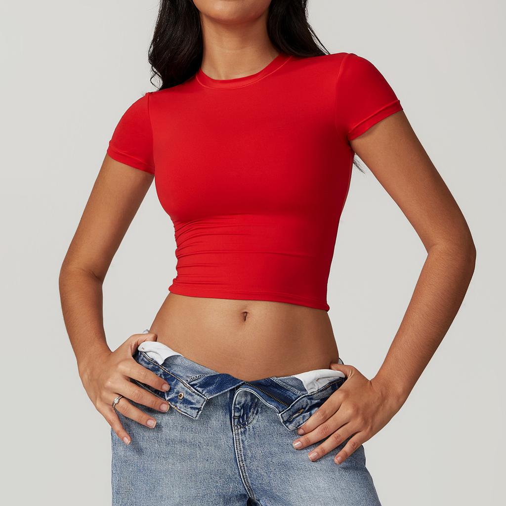 New Casual And Versatile Tight Fitting Quick Drying Fitness Top, Yoga Clothes, Running Pilates Sports T-Shirt, Short Sleeved