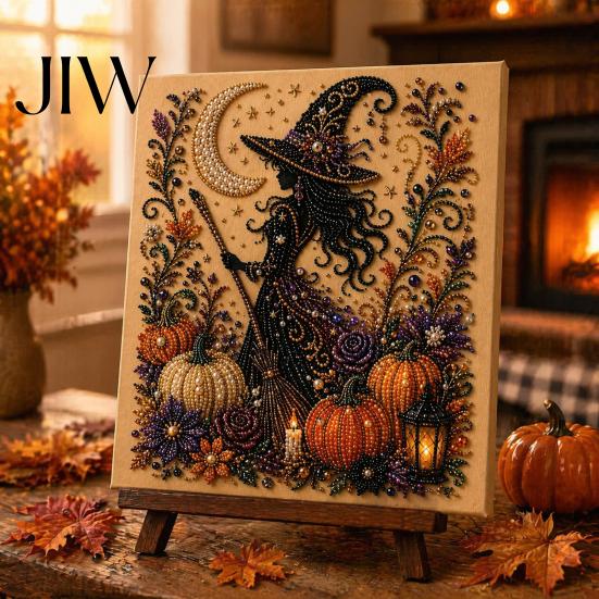 Fall Indoor Art Projects Halloween Faux Pearl DIY Kit, Spooky Cute 3D Beads Painting Crafts, Stress Relief Craft Activities Gothic Ghost Pumpkin