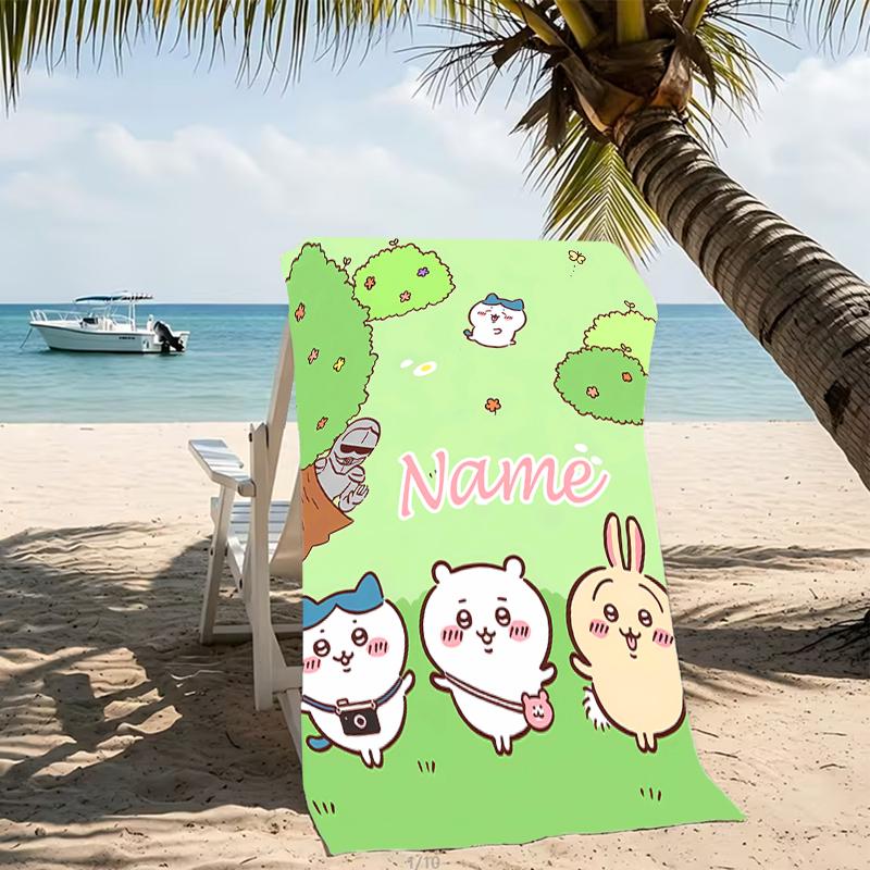 Customizable personalized beach towels Chiikawa themed designs.Suitable for the beach, yoga, sports;ideal as beach accessories